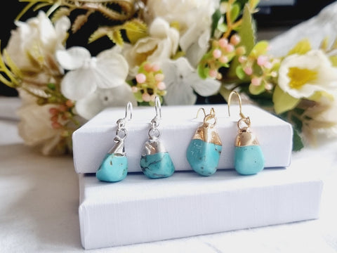 Turquoise Raw earrings Irregular natural stone earrings Gemstone Earrings Turquoise jewelry Turquoise earrings Turquoise simple everyday