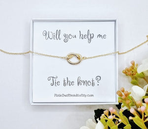 Bridesmaid proposal Bridesmaid Gift Tie the knot Bracelet Bridesmaid Bracelet Bridesmaids Bracelet Bridesmaid Gift Will you be my proposal