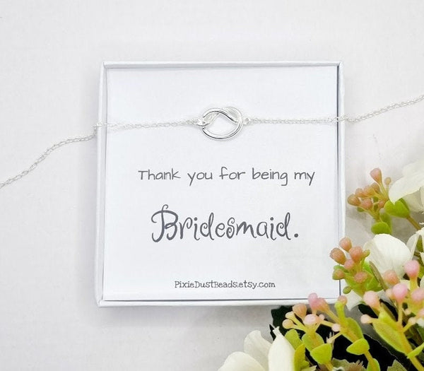 Bridesmaid Knot Necklace Bridesmaid Gift Tie the knot Necklace Bridesmaid Bridesmaid Necklace Bridesmaids Necklace Gift Thank you Bridesmaid