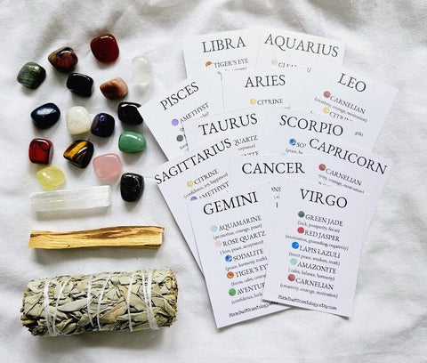 Zodiac Smudge Kit Zodiac Gift zodiac sign Zodiac Crystals Healing Crystal astrology gifts Gift set