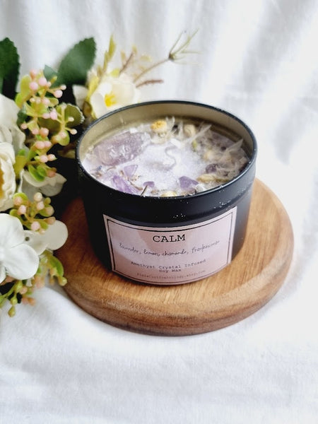 Calm Crystal Candle Crystal Candle Ritual Candle Spiritual candle Stress Relief Intention Candle Manifestation Anxiety