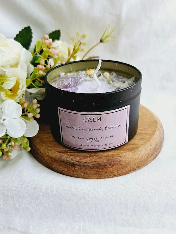 Calm Crystal Candle Crystal Candle Ritual Candle Spiritual candle Stress Relief Intention Candle Manifestation Anxiety
