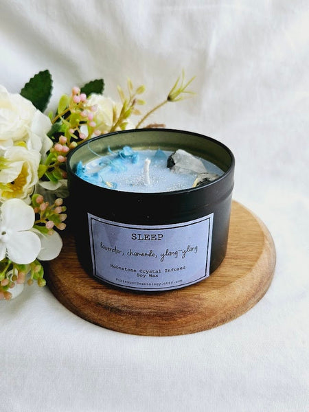 SLEEP Crystal Candle Crystal Candle Ritual Candle Spiritual candle Manifestation Calming Candle Dream Candle Sleeping