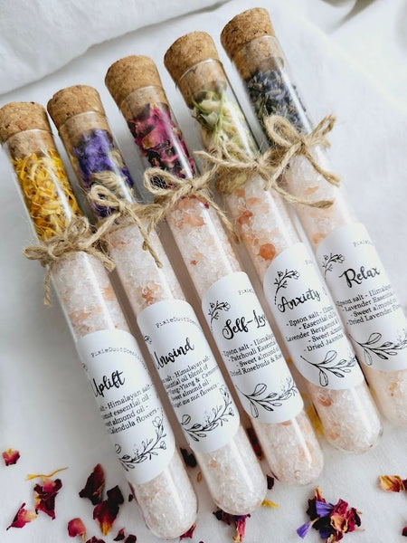 Self love Bath Salt Tube Bath Rose & Patchouli Salt Bath Salt Ritual Bath Salt Birthday Gift Natural bath salt Party Favors Bath Soak Flower