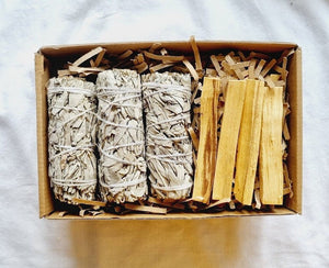 Smudge Kit Natural Smudging kit for House White Sage Smudge Sticks Palo Santo sticks Sage and Palo Santo kit