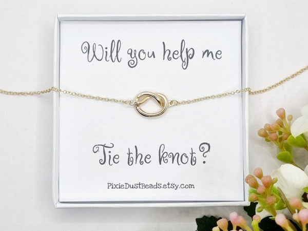 Bridesmaid proposal Bridesmaid Gift Tie the knot Necklace Bridesmaid Necklace Bridesmaids Necklace Bridesmaid Gift Will you be my proposal