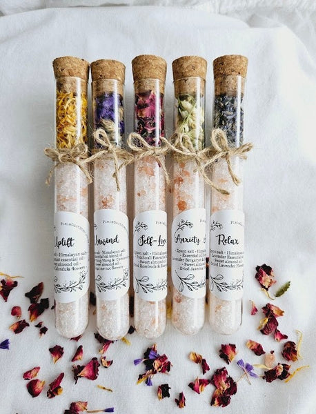 Self love Bath Salt Tube Bath Rose & Patchouli Salt Bath Salt Ritual Bath Salt Birthday Gift Natural bath salt Party Favors Bath Soak Flower