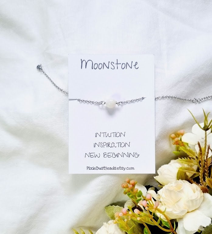 Moonstone Wish Bracelet Gemstone bracelet Moonstone jewelry Moonstone crystal Bracelet Meditation Bracelet spiritual bracelet Moonstone gift