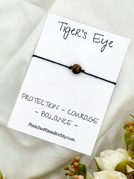 Tiger's Eye Wish Bracelet Gemstone bracelet Tiger's Eye jewelry Tiger Eye crystal Bracelet Meditation Bracelet spiritual bracelet chakra