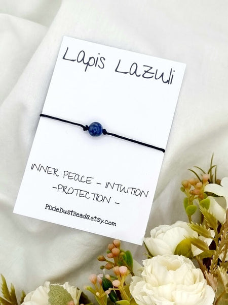 Lapis lazuli Wish Bracelet Gemstone bracelet Lapis lazuli  jewelry Lapis lazuli cystal Bracelet Meditation Bracelet spiritual bracelet