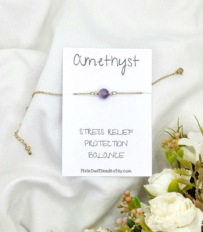 Amethyst Wish Bracelet Gemstone bracelet Amethyst jewelry Amethyst Healing Bracelet purple amethyst Meditation Bracelet spiritual bracelet