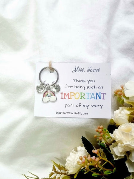 Rainbow Teacher Gift Teacher Keychain  gift for teacher personalised teacher teacher thank you End of Term Gift For Teachers End Of Term TCH