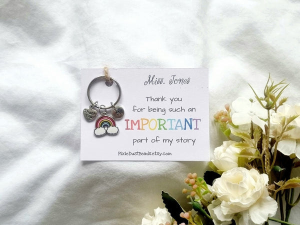 Rainbow Teacher Gift Teacher Keychain  gift for teacher personalised teacher teacher thank you End of Term Gift For Teachers End Of Term TCH