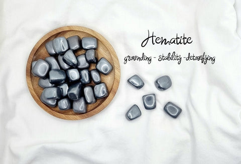 HematiteTumble Stone Hematite Crystal Natural Hematite Healing Crystals Hematite tumble gemstone  grounding stability detoxifying